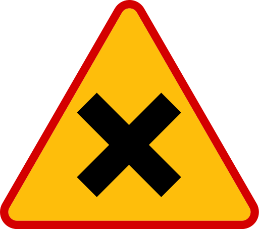 Znak ostrzega przed skrzyżowaniem dróg, na którym pierwszeństwo nie jest określone znakami (skrzyżowanie równorzędne). Stosowany wyłącznie wtedy, gdy jedna z dróg miała nadane pierwszeństwo znakiem D-1 "droga z pierwszeństwem", A-6a, A-6b, A-6c, A-6d, A-6e "skrzyżowanie z drogą podporządkowaną", lub gdy układ skrzyżowania może sugerować inne zasady pierwszeństwa.