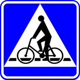 D-6a przejazd dla rowerzystów Oznacza miejsce przeznaczone do przejazdu dla rowerzystów w poprzek drogi. Znak umieszcza się bezpośrednio przed przejazdem dla rowerzystów oznaczonym znakiem poziomym P-11. Kierujący pojazdem zbliżający się do miejsca oznaczonego znakiem jest obowiązany zmniejszyć prędkość tak, aby nie narazić na niebezpieczeństwo rowerzystów znajdujących się w tych miejscach lub na nie wjeżdżających.